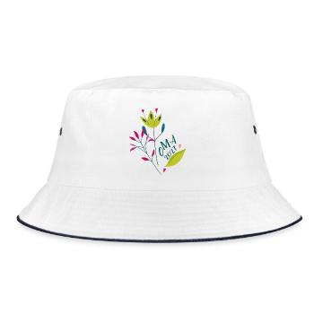 Grandma 2027 Flower Heart - Bucket Hat - white/navy - Front