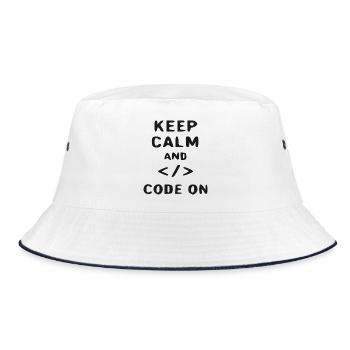 Code On: Keep Calm Meme - Bucket Hat - white/navy - Front
