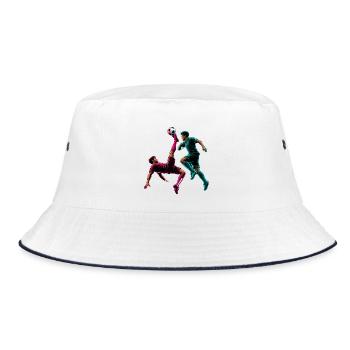 Soccer Overhead Kick Neon Comic Player - Bucket Hat - white/navy - Front