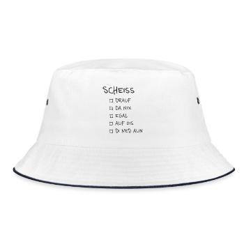 Scheiß... – Wiener Schmäh Typografie Design - Bucket Hat - Weiß/Navy - Vorne