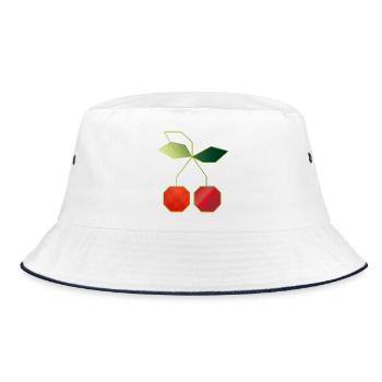 Minimalist Cherries Illustration - Bucket Hat - white/navy - Front