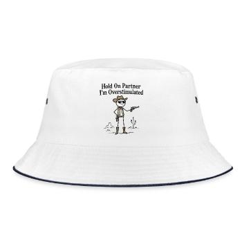 Cowboy Stickman Humor Sensory Overload - Bucket Hat - white/navy - Front