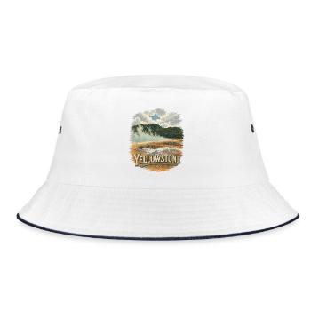 Yellowstone Grand Prismatic Spring Vintage - Bucket Hat - Weiß/Navy - Vorne