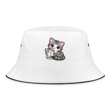 Maman chatte et son doux chaton se blottissent ensemble - Bob - blanc/marine - Devant