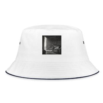 Raven on Plane Lost Place Vintage Animal Crime - Bucket Hat - white/navy - Front