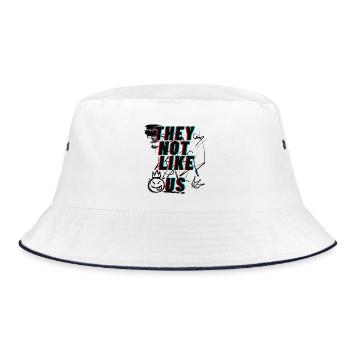 Sie mögen uns nicht Straßentypografie - Bucket Hat - Weiß/Navy - Vorne