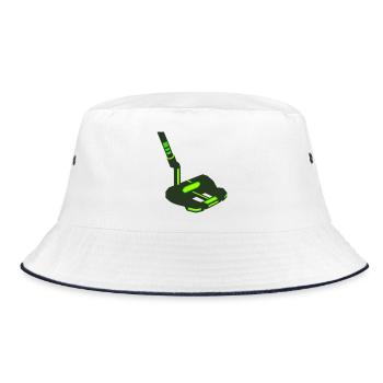 Golf Putter Schlaeger Icon - Bucket Hat - Weiß/Navy - Vorne