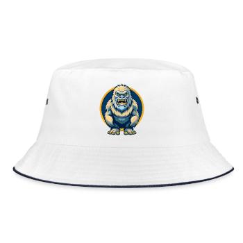 Yeti Kawaii Mascot Cartoon Character Clipart Logo - Bucket Hat - white/navy - Front
