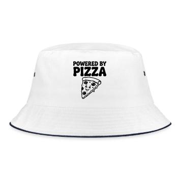 Powered by Pizza Lustiger Pizza Spruch - Bucket Hat - white/navy - Front