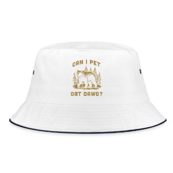Can I Pet Dat Dawg Hiker Animal Lover Funny Bear - Bucket Hat - white/navy - Front