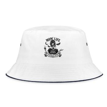 Mom Life Chaos Coordinator Vintage Skull Gothic - Bucket Hat - white/navy - Front