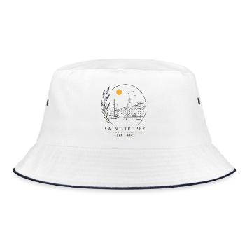 Saint-Tropez Hafen Blick - Bucket Hat - Weiß/Navy - Vorne