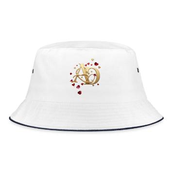 Golden Initials Love Heart - Bucket Hat - white/navy - Front