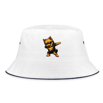 Dabbing Australian Terrier - Bucket Hat - white/navy - Front