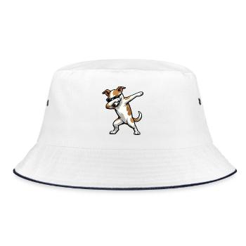 Dabbing Whippet in Comic Style - Bucket Hat - white/navy - Front
