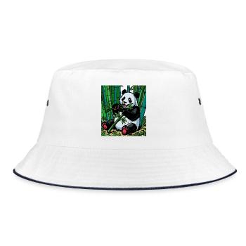 Panda in the Bamboo Forest – Bright Colors - Bucket Hat - white/navy - Front