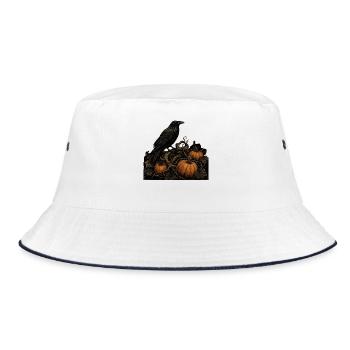 Corbeau sur un T-shirt citrouille Halloween gothique vintage - Bob - blanc/marine - Devant