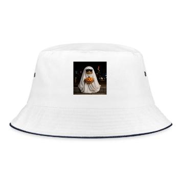 Kröte Gespenst Sonnenbrille T-Shirt Halloween - Bucket Hat - Weiß/Navy - Vorne