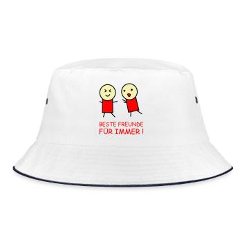 Beste Freunde Für Immer Duo - Bucket Hat - Weiß/Navy - Vorne