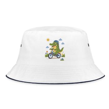Crocodile faisant du vélo avec un casque - Bob - blanc/marine - Devant