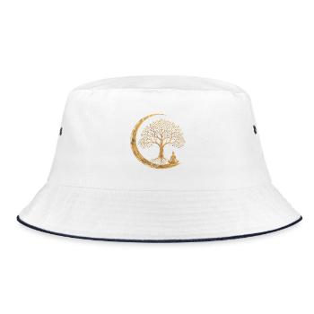 Golden Tree of Life Moon Meditation Spirituality - Bucket Hat - white/navy - Front