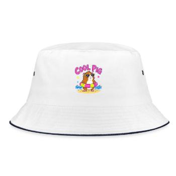 Cool Guinea Pig Sunglasses Summer Fun - Bucket Hat - white/navy - Front