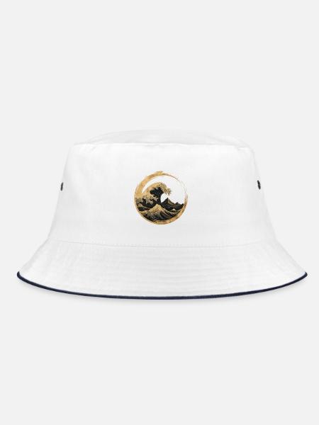 Zen Welle – Innere Stärke & Balance - Bucket Hat - Weiß/Navy