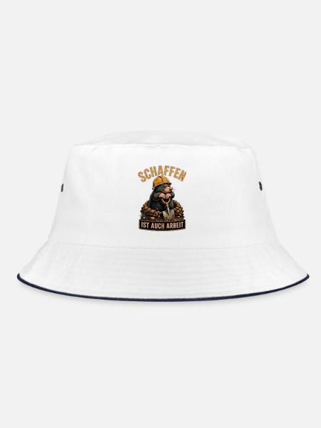 Maulwurf beim schaffen Humor Arbeit - Bucket Hat - Weiß/Navy
