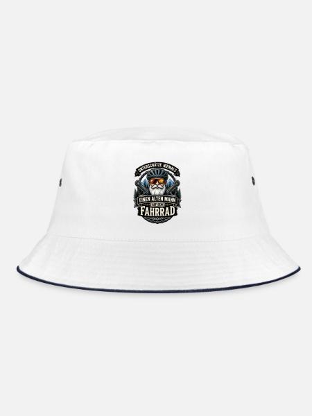 Alter Mann auf dem Fahrrad - Bucket Hat - Weiß/Navy
