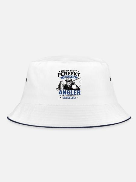 Ich bin nicht perfekt, aber Angler pur - Bucket Hat - Weiß/Navy