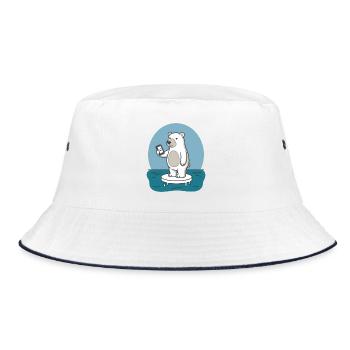 Eisbär Smartphone Klimawandel - Bucket Hat - Weiß/Navy - Vorne