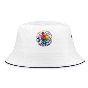 Sichtbar Stolz Solidarisch Shirt CSD LGBT Pride - Bucket Hat - Weiß/Navy - Vorne