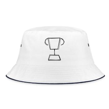 Pokal handgezeichnet - Bucket Hat - Weiß/Navy - Vorne