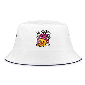 Social Battery Schmelze Grafik - Bucket Hat - Weiß/Navy - Vorne