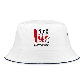 Life is a Dancefloor Music Dancer Party Spruch - Bucket Hat - Weiß/Navy - Vorne