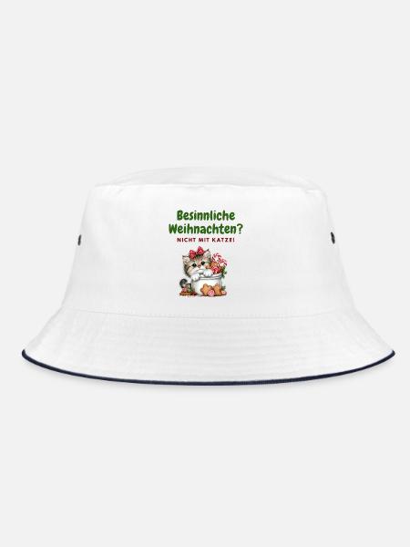 Besinnliche Weihnachten mit Katze - Bucket Hat - Weiß/Navy