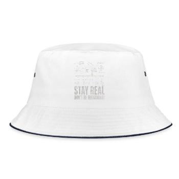 Bleib Real Werd Nicht Irrational Mathelehrer - Bucket Hat - Weiß/Navy - Vorne