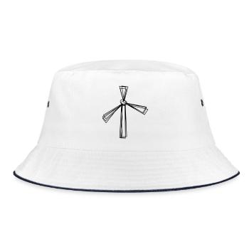 Windrad handgezeichnet - Bucket Hat - Weiß/Navy - Vorne