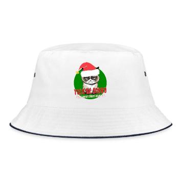 Wütende Weihnachtskatze Yule, sei entschuldigt Stille Nacht - Bucket Hat - Weiß/Navy - Vorne