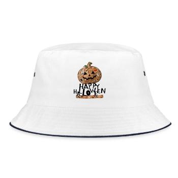 Happy-Halloween - Bucket Hat - Weiß/Navy - Vorne
