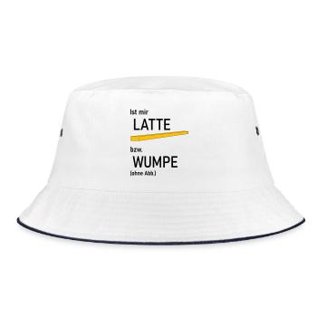 Ist mir Latte bzw Wumpe - Bucket Hat - Weiß/Navy - Vorne