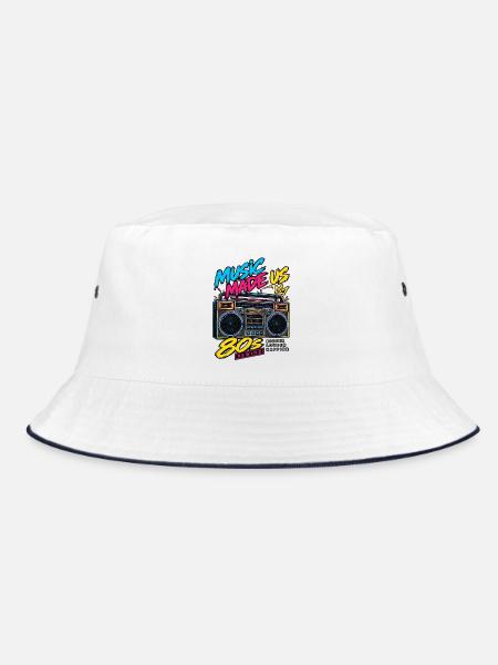 Music Made Us Boombox Neon 80s - Bucket Hat - Weiß/Navy