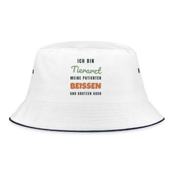 Tierarzt Meine Patienten beissen - Lustig Spruch - Bucket Hat - Weiß/Navy - Vorne