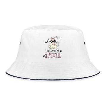 Too Cute to Spook – Geist mit rosa Schleife - Bucket Hat - Weiß/Navy - Vorne