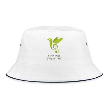 Fly to Your Own Rhythm – Kolibri Design - Bucket Hat - Weiß/Navy - Vorne