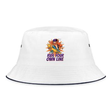 Skateboard Ride Your Own Line Cartoon Streetwear - Bucket Hat - Weiß/Navy - Vorne