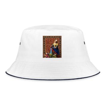 Renaissance-Dame streut Blumen - Bucket Hat - Weiß/Navy - Vorne
