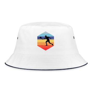 Geschenkidee für den Doppelspieler mit Racketsport - Bucket Hat - Weiß/Navy - Vorne