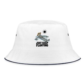 Just Keep Float – lustiges schwimmendes Skelett - Bucket Hat - Weiß/Navy - Vorne