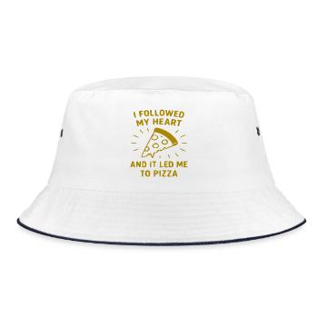 Herz folgt der Pizza - Bucket Hat - Weiß/Navy - Vorne